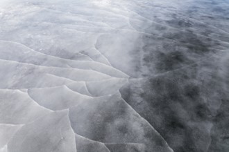 Nature, ice cracks on a frozen river, Province of Quebec, Canada, North America