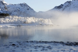 Winter landscape in the Lofoten Islands, Norway, Europe