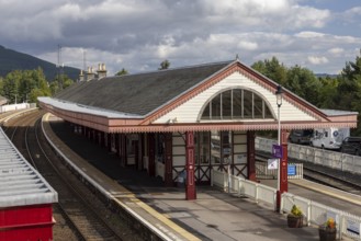 Strathspey railway historic steam train, Aviemore, An Aghaidh Mhór, Highlands, Scotland, Great