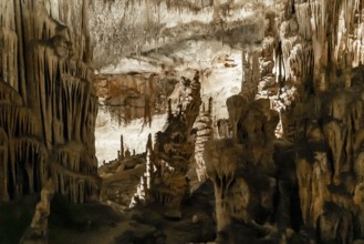Porto Cristo, Spain, 23 January, 2024: view of the rock formations inside the Cuevas del Drach in