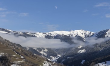 Landscape, Panorama, Winter, Fog, Moon, Pinzgau