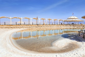 The Dead Sea. Coast of Israel. The drainless salt lake in the Middle East. The saltiest lake in the