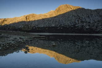 Gorg Blau reservoir, sunrise lighting, Puig de Ses Vinyes and Puig Major, Escorca, Majorca,