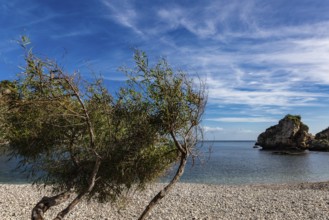 The sea in winter. View of the beautiful Sicilian coast