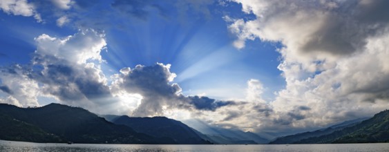 Heaven light at Fewa Lake, Pokhara, Nepal, Asia
