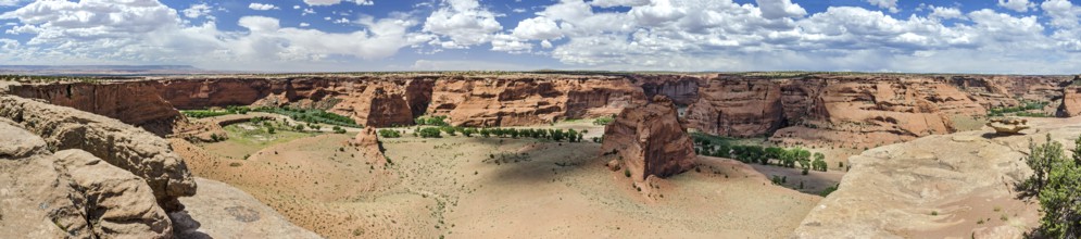 Ultra wide high res panorama of scenic desert canyon