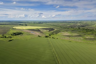 Aerial view of agricultural fields. Countryside, Agricultural Landscape Aerial view