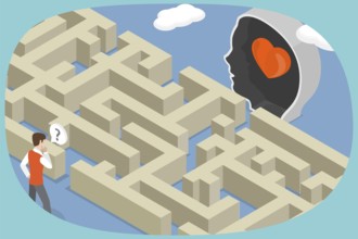 3D Isometric Flat Illustration of Finding Happiness, Positive Thinking, Emotion Intelligence, And