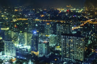 Bangkok top night view cityscape in the business disctrict