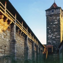 City walls in Rothenburg, Germany, Europe