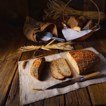 Linseed bread with a poppy seed and sesame mixture