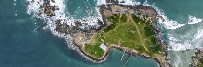 Florianopolis, Armação beach, aerial view. Santa Catarina, SC