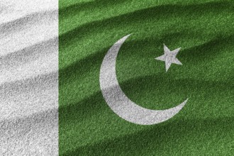 Pakistan sand flag, national flag sand background