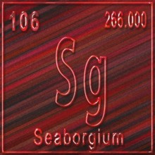 Seaborgium chemical element, Sign with atomic number and atomic weight, Periodic Table Element