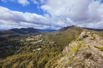 Iconic views from Chatauqua Peak over Halls Gap and surrounds on a warm autumn sunny day in