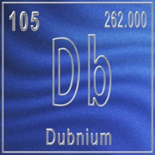 Dubnium chemical element, Sign with atomic number and atomic weight, Periodic Table Element