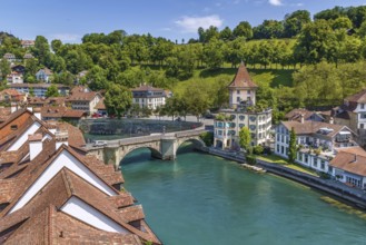 View of Aare river in Bern old town, Switzerland, Europe