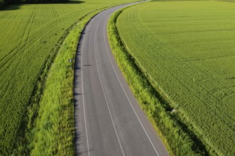 Aerial view of a road in a countryside