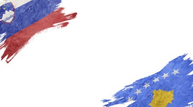 Flags of Slovenia and Kosovo on white background