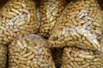 Background Food Image Of Bags Of Peanuts At A Market