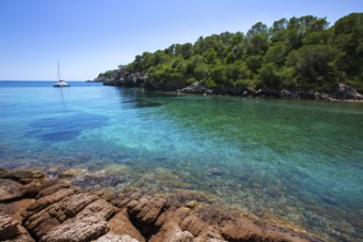 Ibiza Cala Mestella Mastella in Santa Eulalia del Rio at Balearic islands