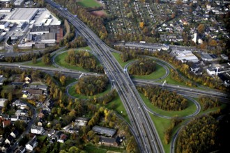 A40, motorway 43, motorway 40, cross, traffic, car traffic, autumn, autumnal, aerial view