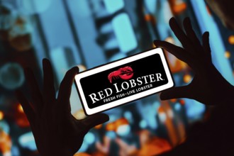 December 13, 2023, Brazil. In this photo illustration, the Red Lobster logo is displayed on a
