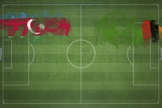 Azerbaijan vs Zambia Soccer Match, national colors, national flags, soccer field, football game,