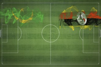 Mauritania vs Uganda Soccer Match, national colors, national flags, soccer field, football game,