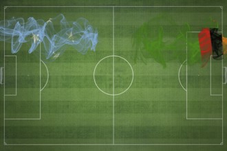 Micronesia vs Zambia Soccer Match, national colors, national flags, soccer field, football game,
