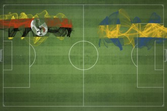 Uganda vs Sweden Soccer Match, national colors, national flags, soccer field, football game,