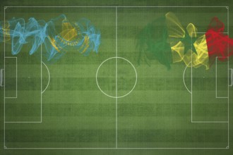 Kazakhstan vs Senegal Soccer Match, national colors, national flags, soccer field, football game,