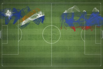 Marshall Islands vs Russia Soccer Match, national colors, national flags, soccer field, football