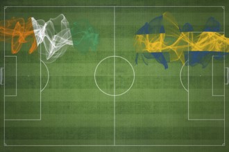 Ivory Coast vs Sweden Soccer Match, national colors, national flags, soccer field, football game,