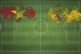 Vietnam vs Spain Soccer Match, national colors, national flags, soccer field, football game,
