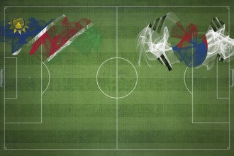 Namibia vs South Korea Soccer Match, national colors, national flags, soccer field, football game,