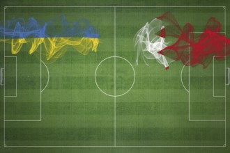 Ukraine vs Bahrain Soccer Match, national colors, national flags, soccer field, football game,