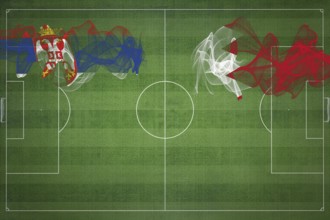 Serbia vs Bahrain Soccer Match, national colors, national flags, soccer field, football game,