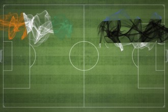 Ivory Coast vs Estonia Soccer Match, national colors, national flags, soccer field, football game,