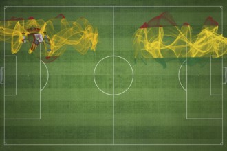 Spain vs Bolivia Soccer Match, national colors, national flags, soccer field, football game,