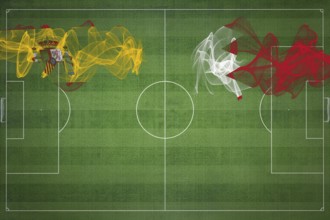 Spain vs Bahrain Soccer Match, national colors, national flags, soccer field, football game,