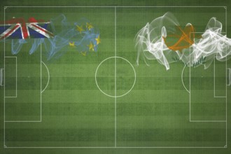 Tuvalu vs Cyprus Soccer Match, national colors, national flags, soccer field, football game,