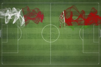 Malta vs Belarus Soccer Match, national colors, national flags, soccer field, football game,