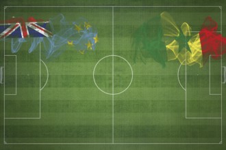 Tuvalu vs Senegal Soccer Match, national colors, national flags, soccer field, football game,