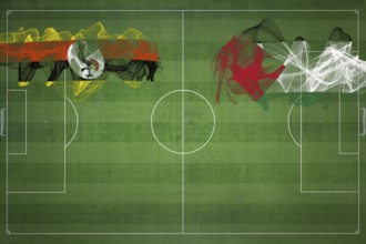 Uganda vs Palestine Soccer Match, national colors, national flags, soccer field, football game,