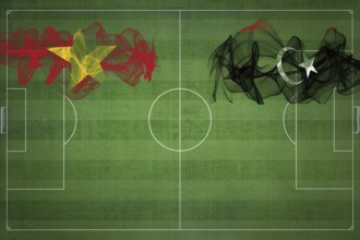 Vietnam vs Libya Soccer Match, national colors, national flags, soccer field, football game,