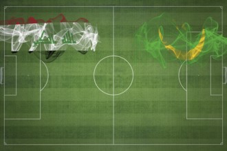 Iraq vs Mauritania Soccer Match, national colors, national flags, soccer field, football game,