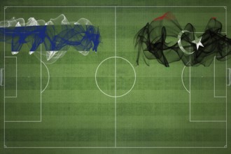 Thailand vs Libya Soccer Match, national colors, national flags, soccer field, football game,