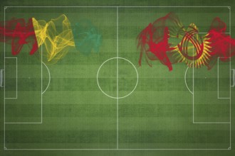Guinea vs Kyrgyzstan Soccer Match, national colors, national flags, soccer field, football game,