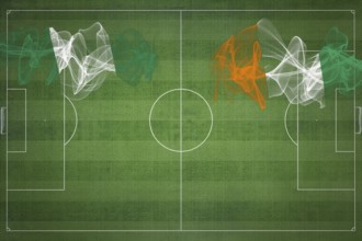 Nigeria vs Ivory Coast Soccer Match, national colors, national flags, soccer field, football game,